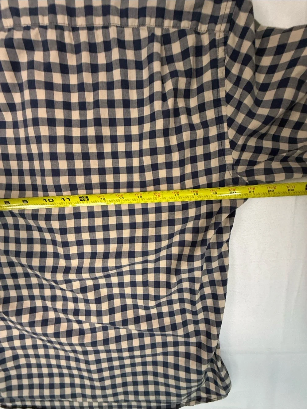 J.Crew Flex Washed Slim Untucked Gingham Shirt Mens Medium Blue Beige Stretch